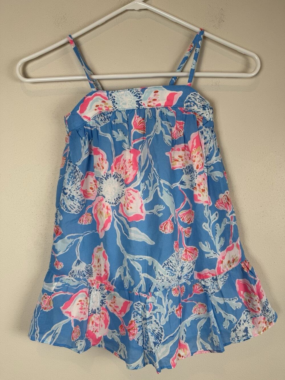 Lilly Pulitzer Girl's Mini Alessia Floral Shift Dress Blue Pink Floral S 4-5 NWT